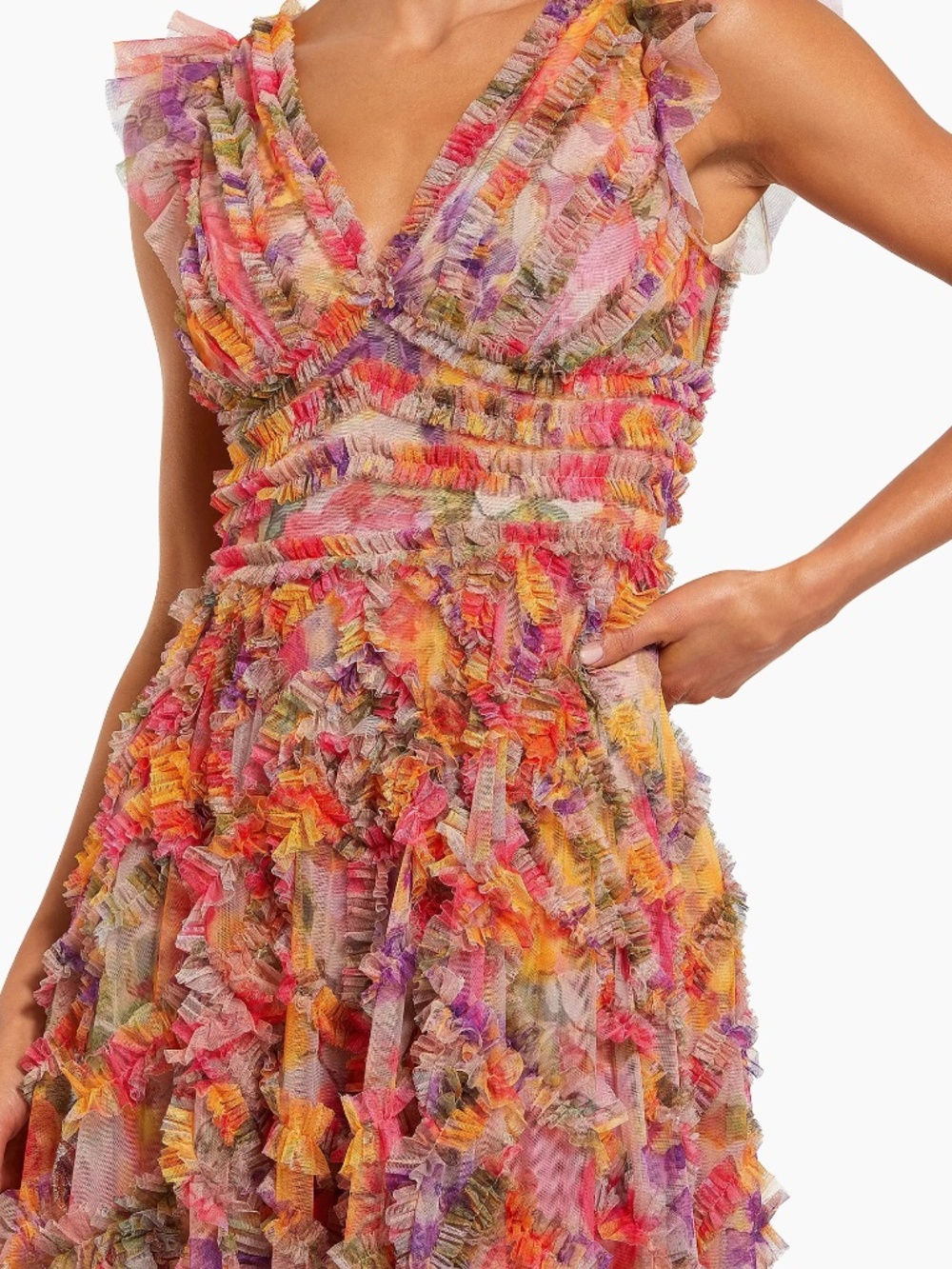 Macduggal floral v neck maxi dress 10 - Picture 2 of 8